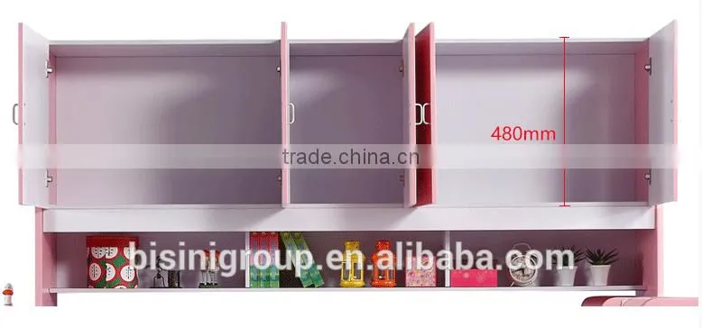 Pink and Blue Bed Children Bedroom Furniture Storage Multifuntional Combined-bed for Kids