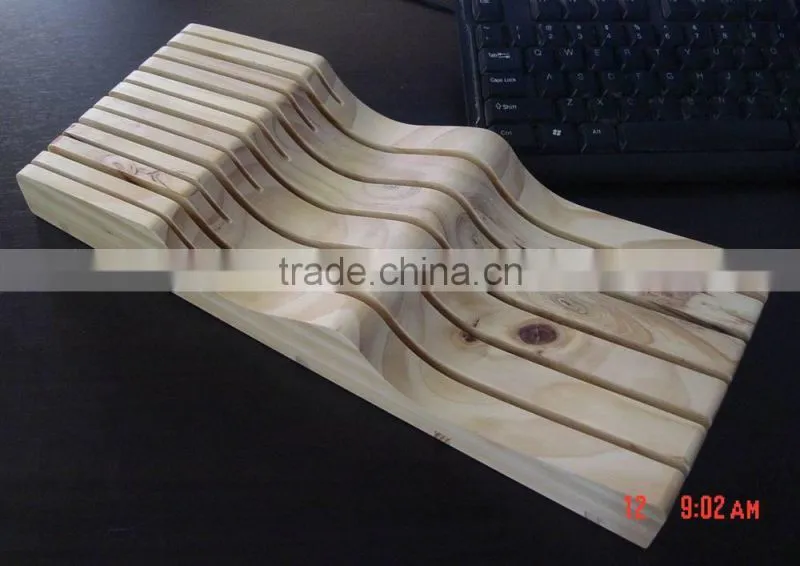 Pine wood In-drawer Knife Storage Tray