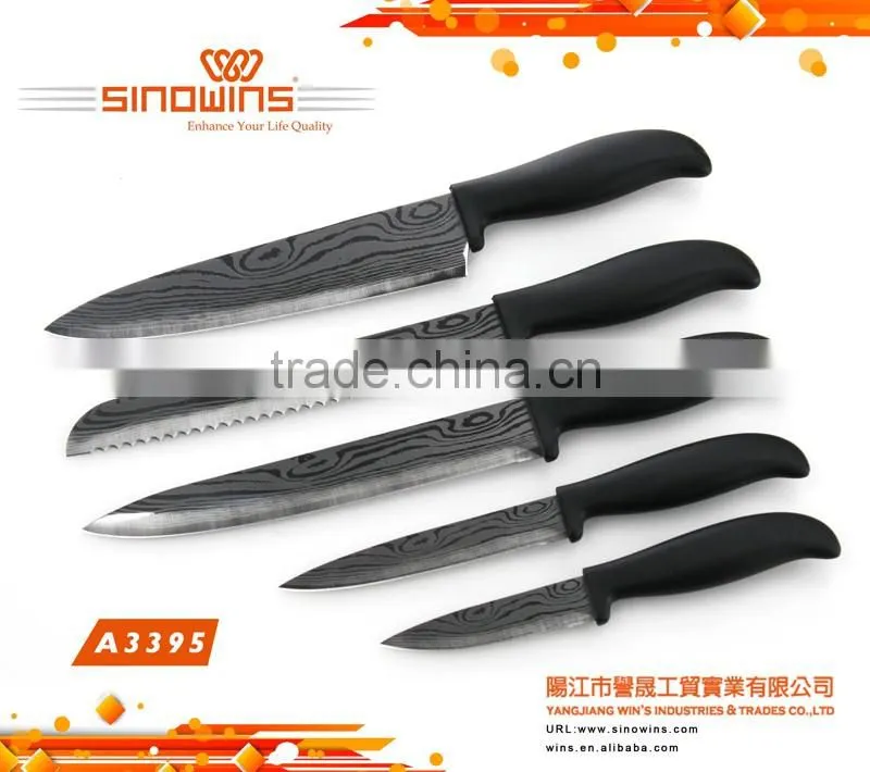 A3395-b Special Design Air-flow Dots Stamped 5pcs Stainless Steel Knife Set