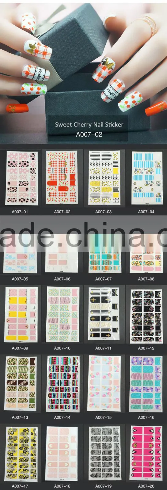 wholesale new style fashion adhensive nail art stickers