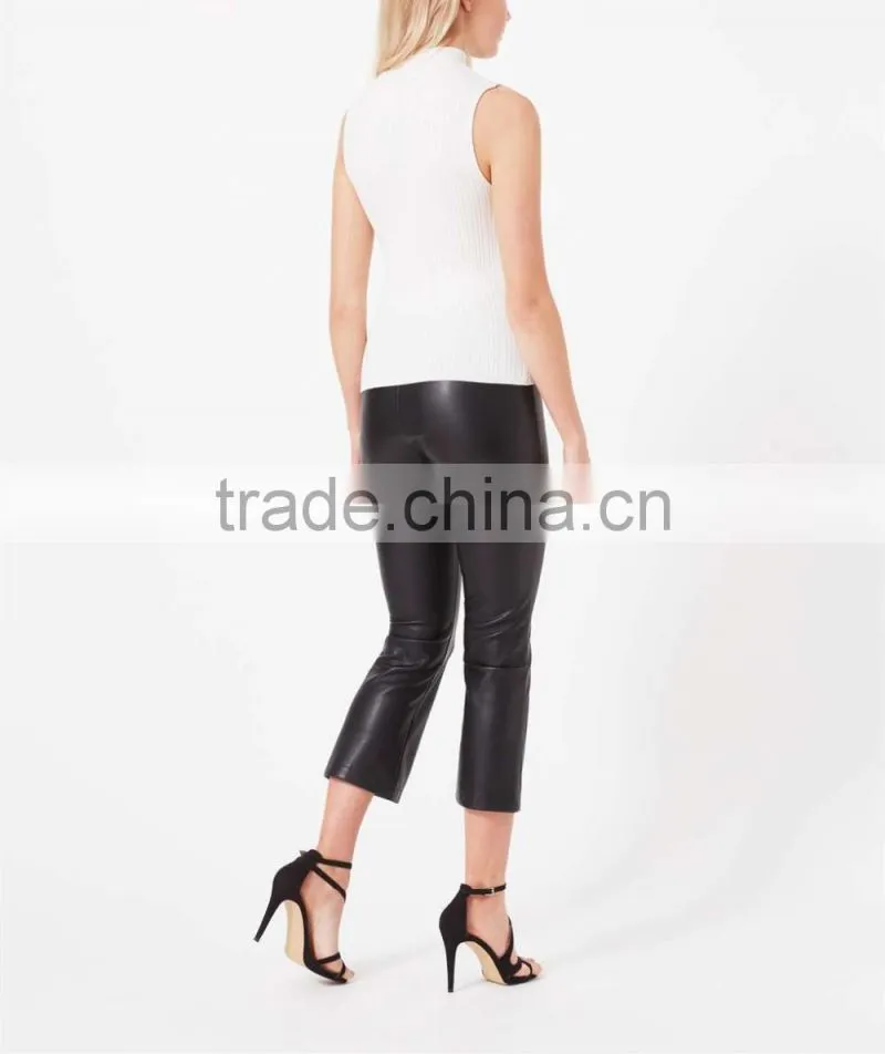 2016 Fashion Cream Sleeveless Knit Rib Tank Top HST8046