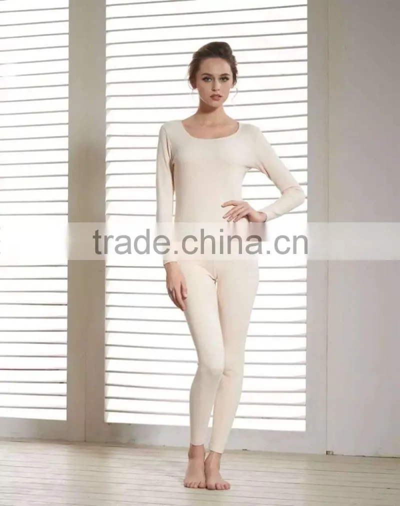 low collar elastic Thermal Underwear custom women sexy warm underwear / lady long sleeve thermal underwear