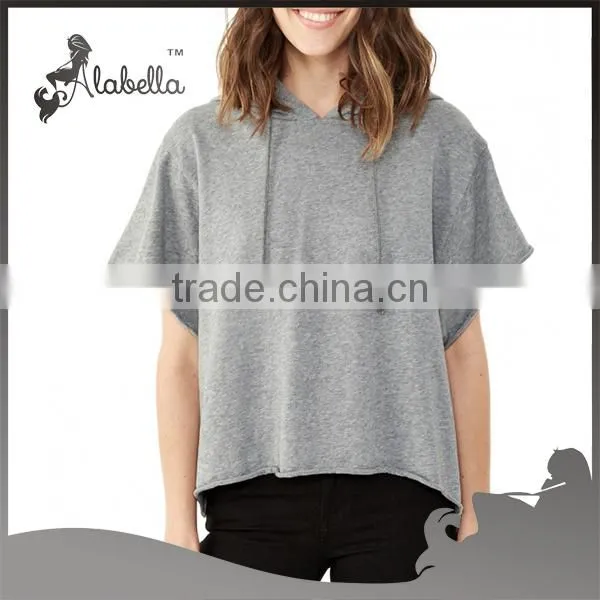 Wholesale women's solid color T-shirt hoodie with hood