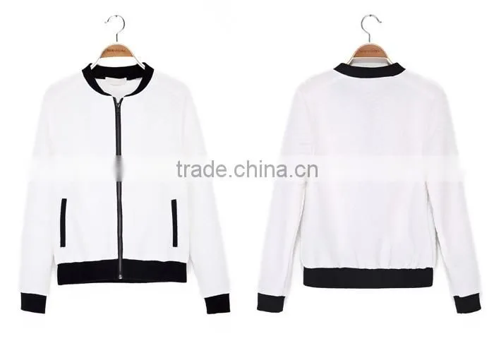 hot sale brand name super outwear coat customized color block hem jacket for women