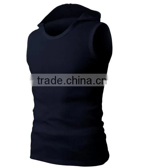 OEM new design cotton plain mens gilet with hood