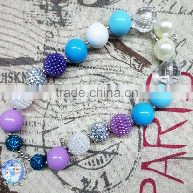 Turquoise Acrylic Bead Princess Chunky Necklace with pendant