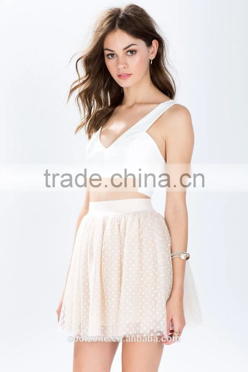 Fashion princess favorite tulle skirt,polka dots pring mini skirts