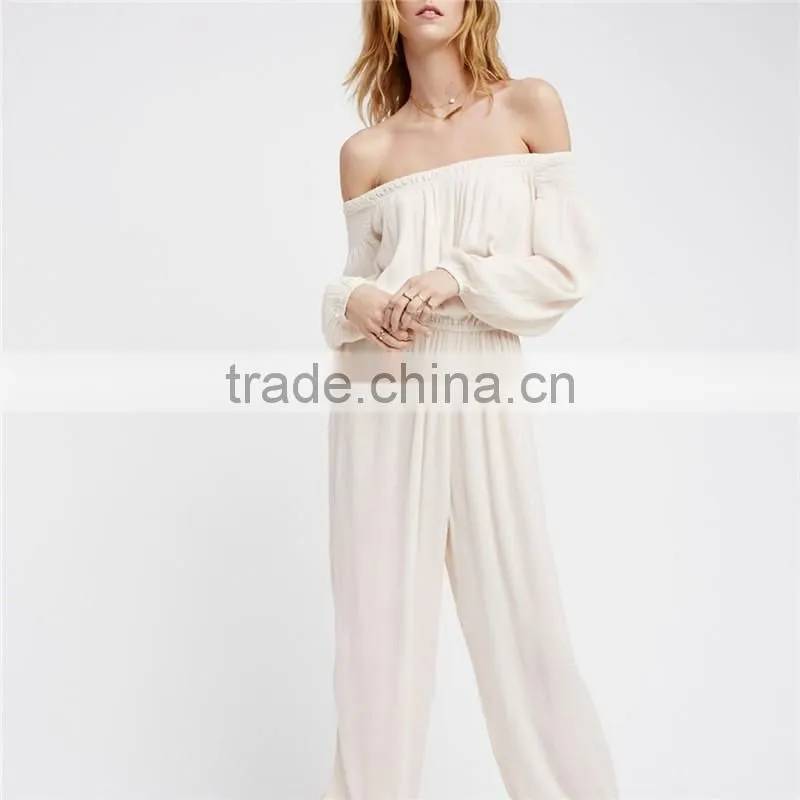 New vintage boho clothing off shoulder summer jumpsuits for women