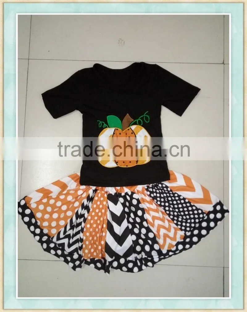 Factory price sales wholesale new design girls a Halloween boutique Cartoon demons outfits baby clothes