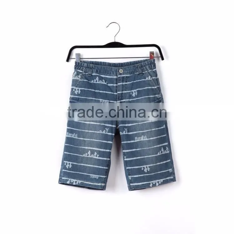 OEM Service fashion wholesale printed breathable brand blue kid jean for summer
