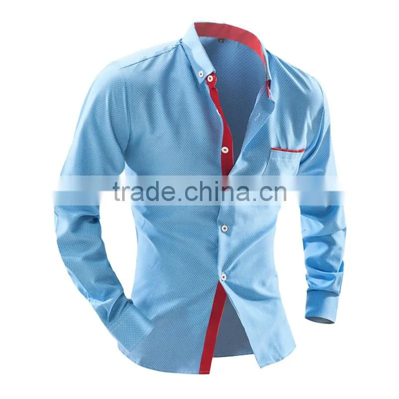 2016 Alibaba latest cotton dot long sleeve slim fit sweater shirt for cheap oem