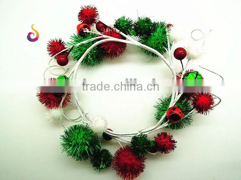 Pom pom flower decoration christmas tree