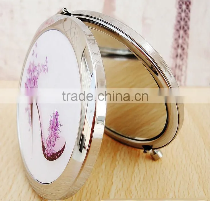 Dubaa Mother of Purple High Heel Shoes Design Double Magnifying Compact Cosmetic Makeup Hand Mirror