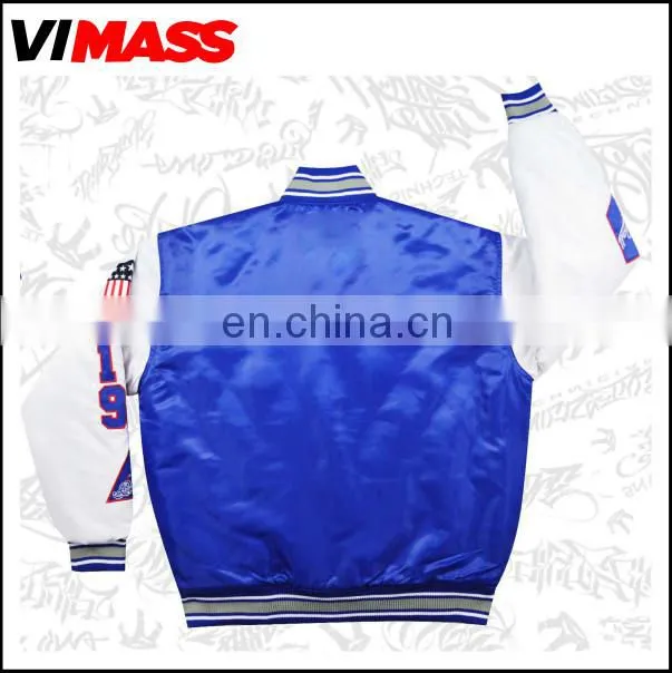 Newest blue with white man printing jacket, custom high quality fashion jacket for men