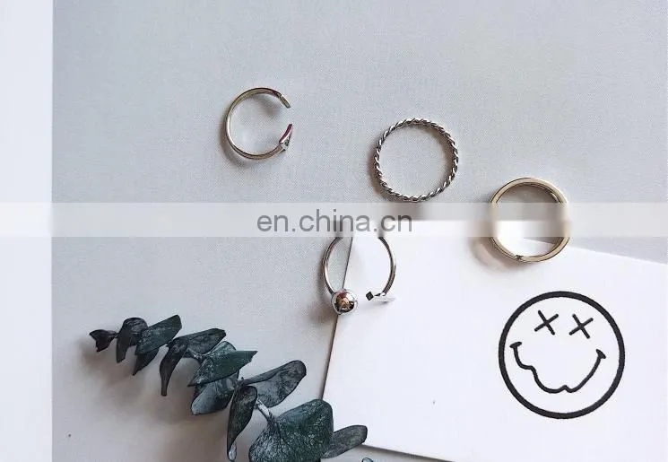 4PCS/Set Punk Handsome Silver Rings for Unisex Knuckle Ring Set