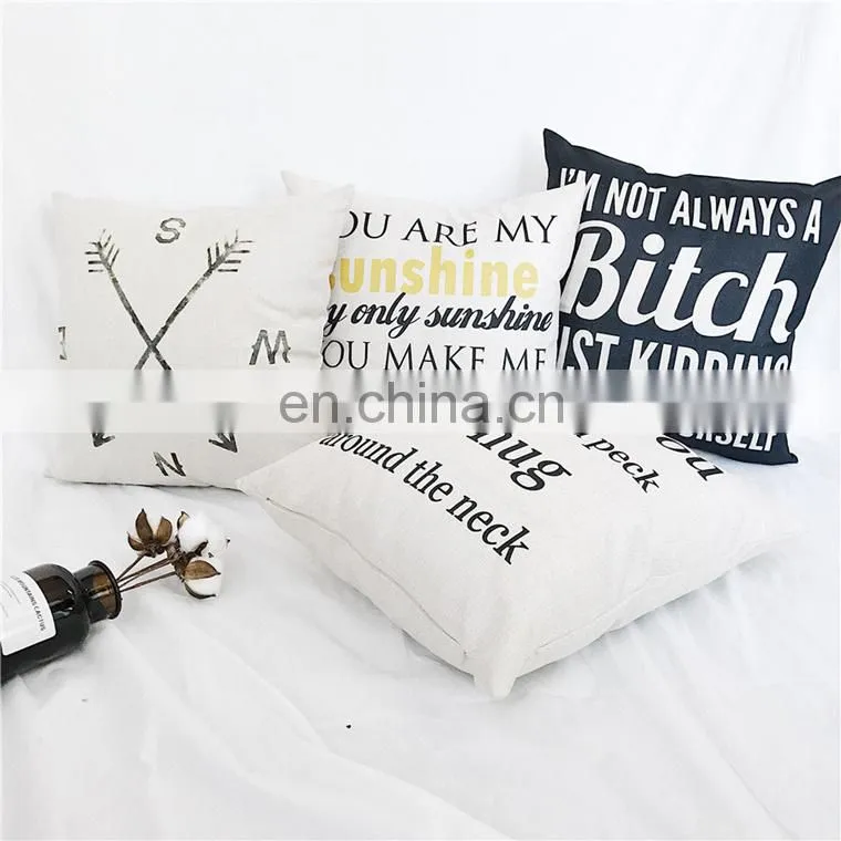 Cute Words Square 100% Polyester Custom Extra Large Linen Cushion Covers