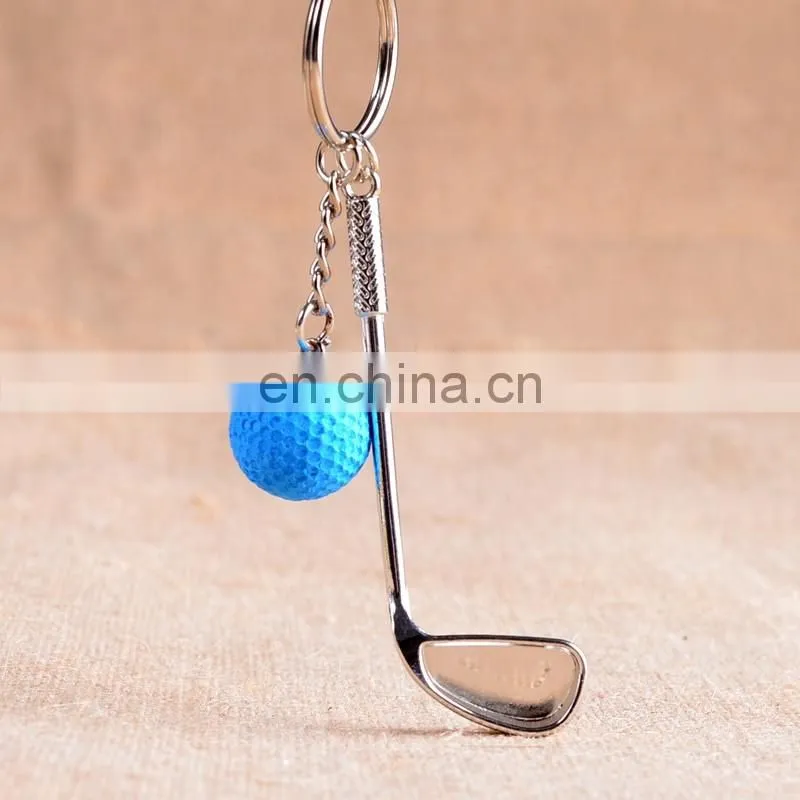 3D Mini Golf Ball And Golf key chain Club Shaped Metal Golf Keychains for Professional sport gift