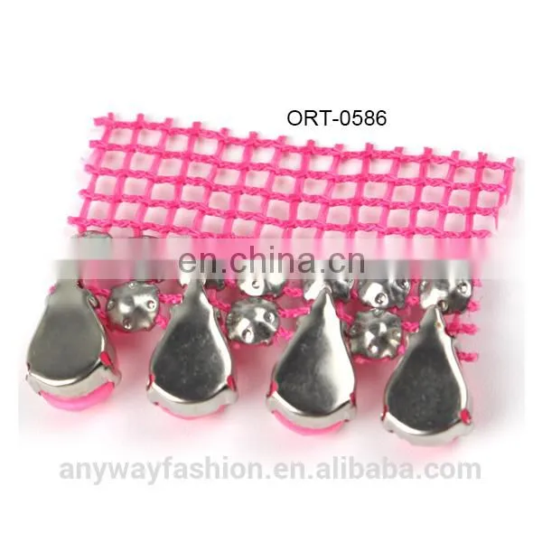 High quality pink rhinestone mesh accessories