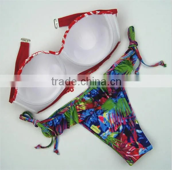 2016 Summer Style Print Floral Bikini Swimwear Sexy Biquini Feminino Padded Swimsuit