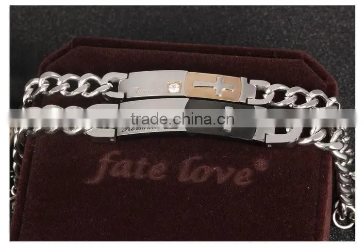Titanium steel couple bangles fastness Retro classic cross bracelet popular valentine's day gifts