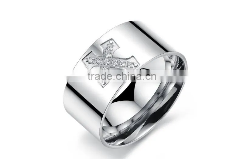 316L Stainless steel men's ring cross retro swagger Punk rock goth band boyfriend gift