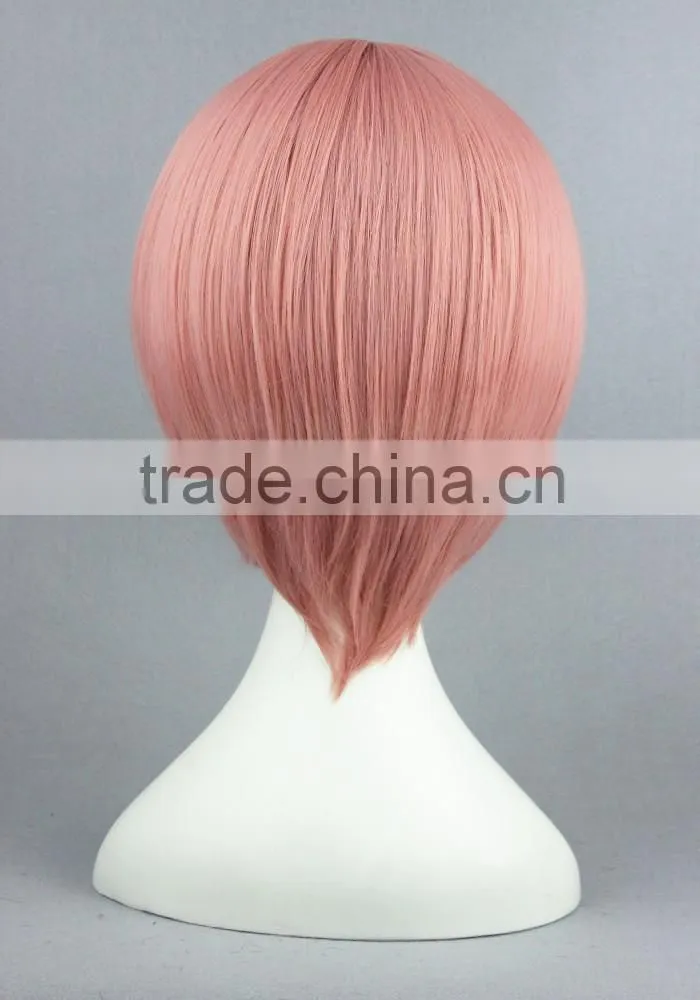 High Quality 35cm Short Straight Hitman Reborn Cosplay Hair Wigs Giotto Dark Pink wigs Synthetic Anime Wig Party Wig