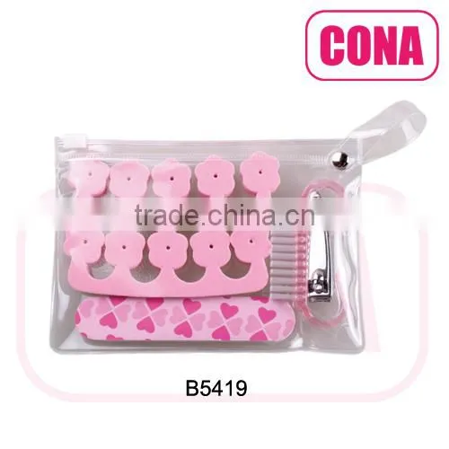 5pcs Travel kit(enail clipper,nail brush,sandpaper foot file,woodewn sticker,toe separator))