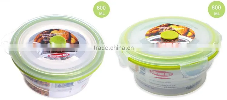 800ml Round Foldable Silicone Lunch Box Non-stick BPA FREE Food Container FDA LFGB DGCCRF
