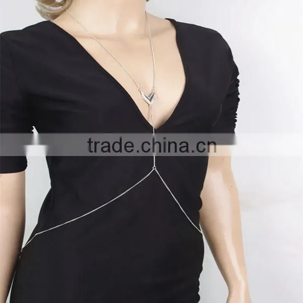 2015 New products metal V of carve patterns or designs on woodwork Women's summer body chains