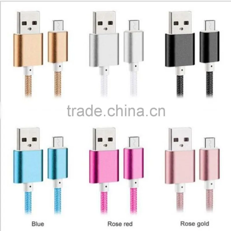 2016 New Hot Sale Braided 1M Usb Date Cable 2 In 1 Usb Cable