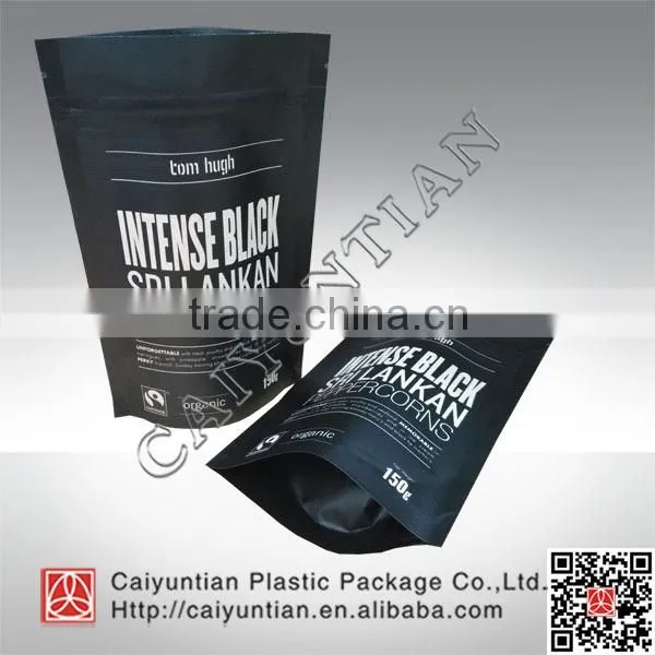 Aluminum valve coffee bag eight side sealing stand up coffee pouch with zipper and your design printing