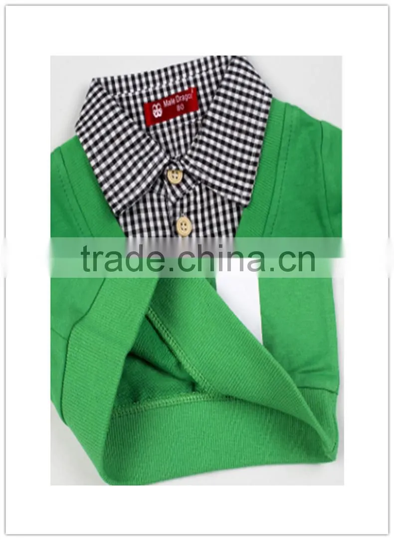 2016 fashion Korean style boy clothes children faux twinset design cotton long-sleeved + pants