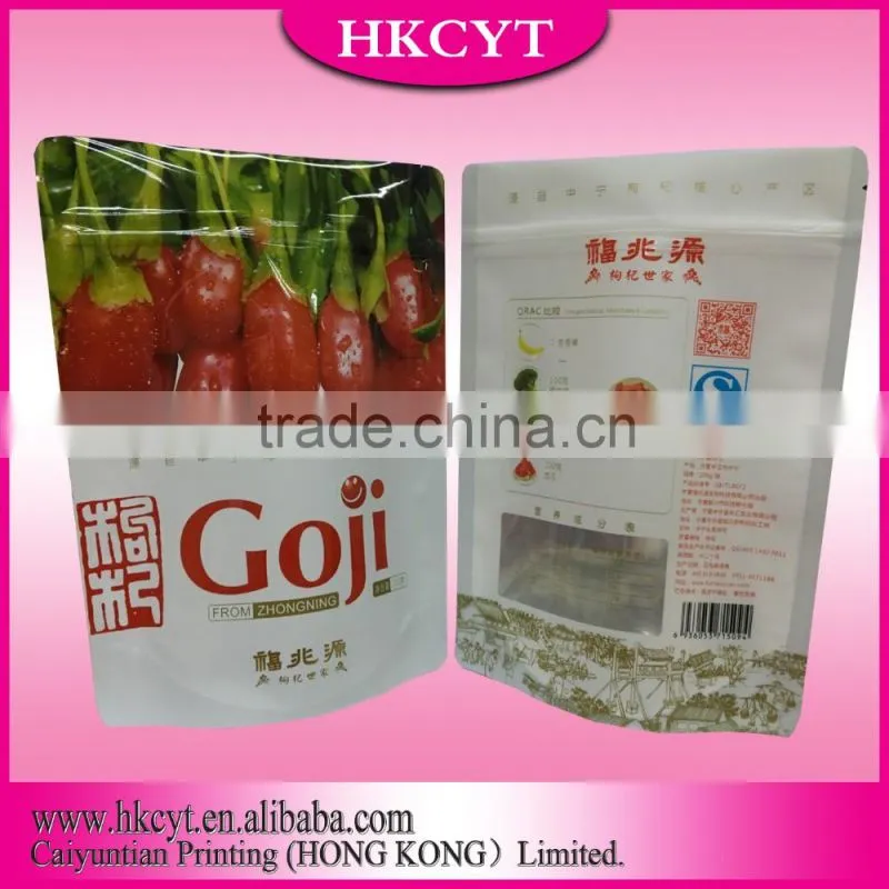 High Grade Organic Dried Goji Berries Stand Up Plastic Packaging Bags