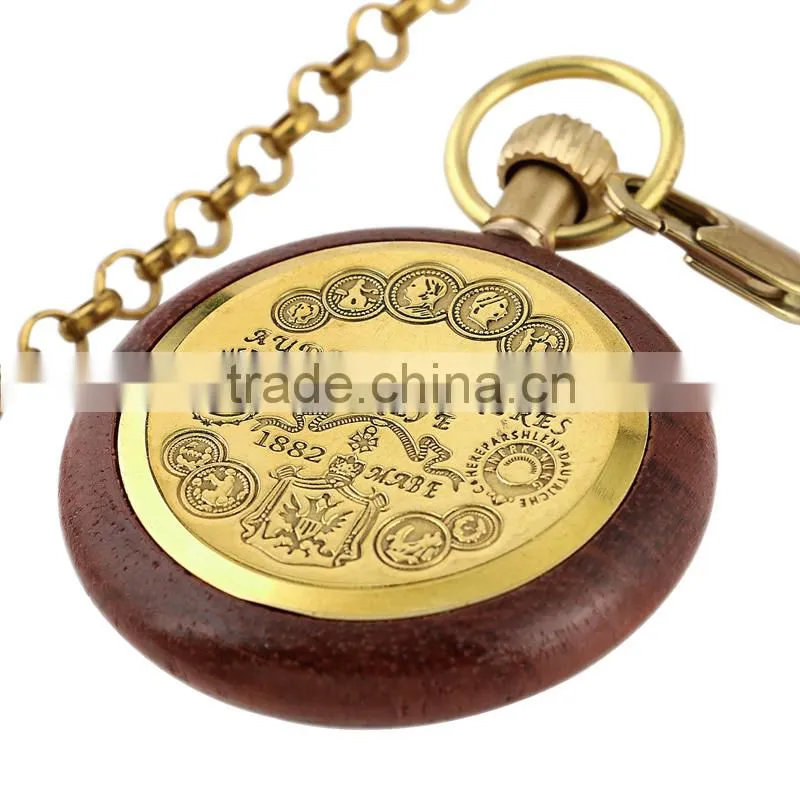 WP122 Golden Color Pocket Watch Antique Style Vintage Mechanical Movement Watches