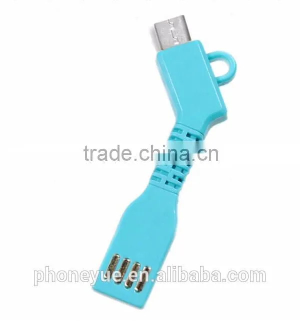 newest super flexible silicone key chain key-shape usb cable micro usb cable