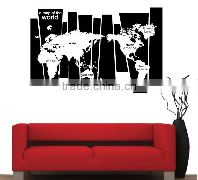 ALFOREVER Vinyl black wallmap decals,vinyl wallmap sticker