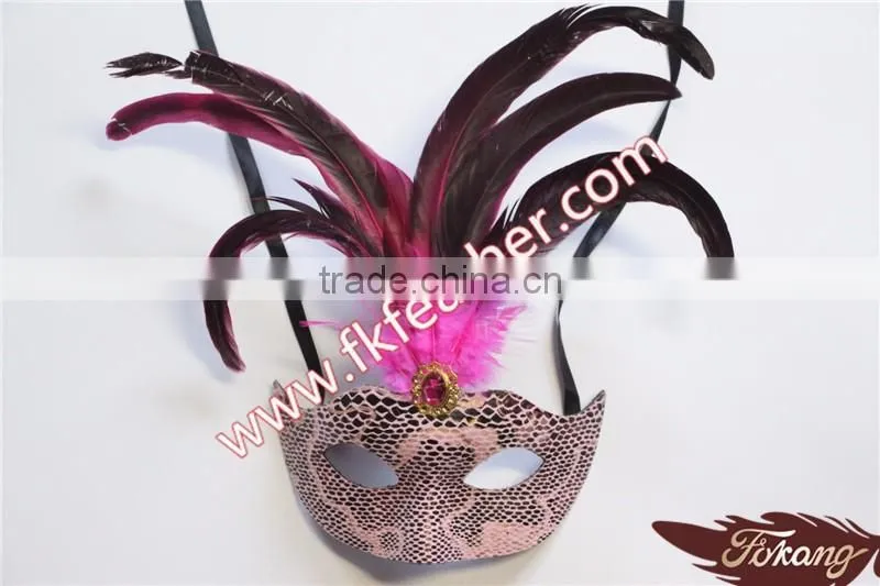 Wholesale Party Mask With Rooster Tail Feather Decoration