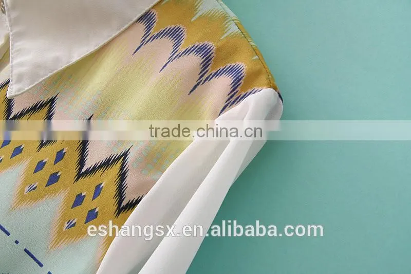 Ladies chiffon printed European style vintage shirt