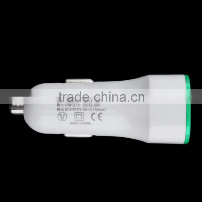 3.1A dual USB car charger 12V-24V input mobile phone charger tablet splitter igniter carregadorveicular