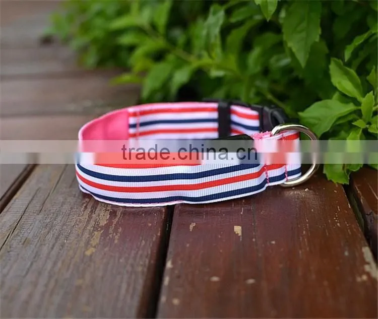 Sailor Stripe LED Luminous Pet Dog Collar 3 size for Large and Small Dogs Puppy LED Flashing Collar Safety Night
