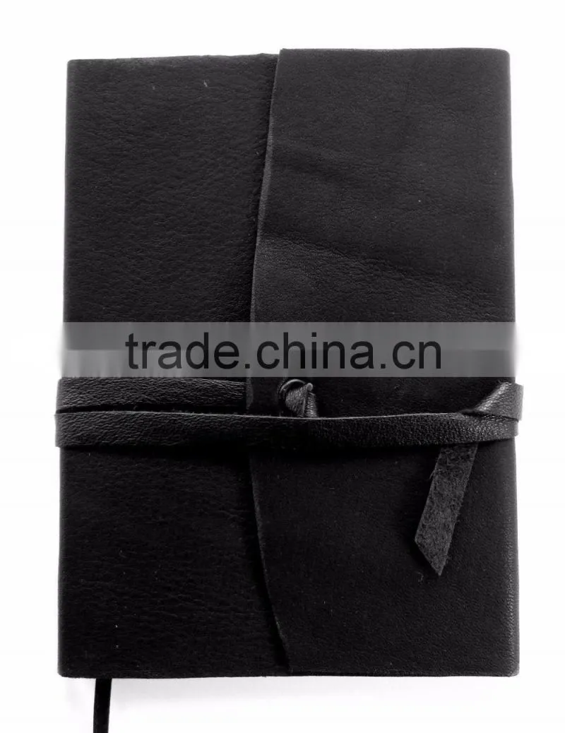 Leather Journal blank Handmade Cover Notebook Paper Leather strap Black Journal