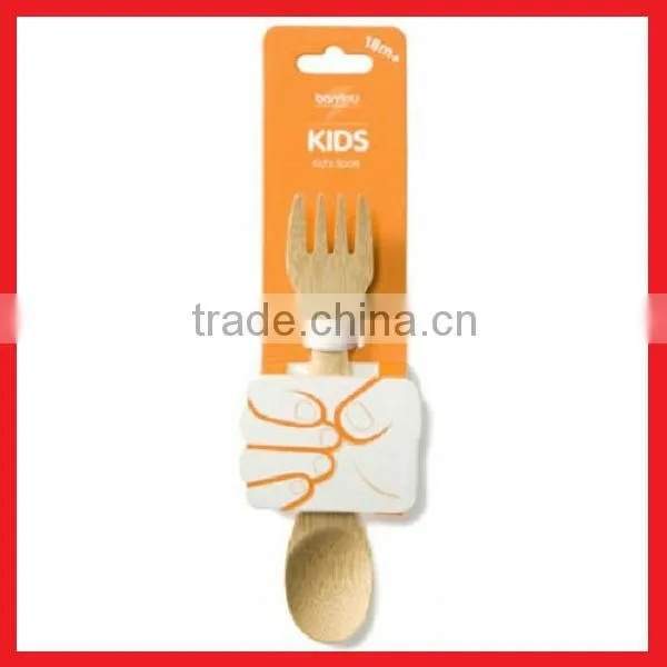 Custom Shape design Wooden or bamboo Spoon knife and Fork cutlery set with Laser or Burnt engraving Logo
