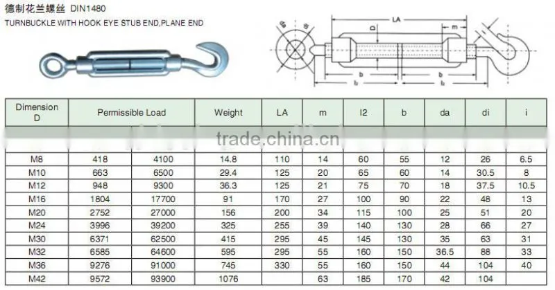 China Exporter Hot-Dip Galv Forged Turnbuckle With Hook And Eye
