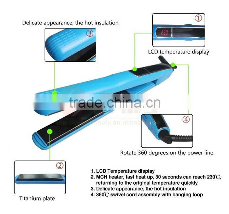 MCH slim Lcd display solar titanium flat iron 450 degrees Straightening Irons Styling Tools Professional Hair Straightener