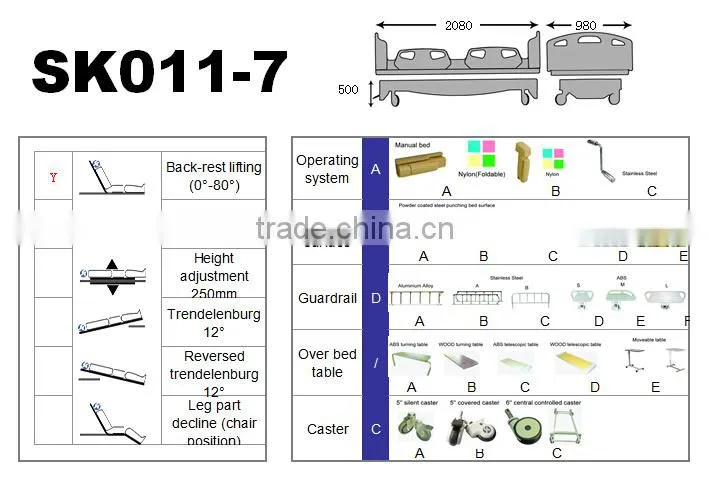 SK011-7 Perforated Drive Medical Hospital Beds