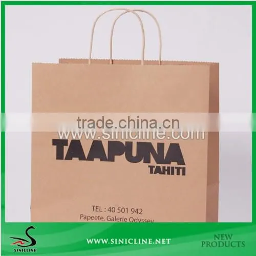 Sinicline Design Cheap Kraft Paper Bag With Black logo Printed