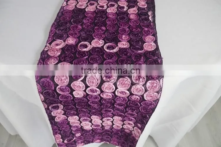 Red small rosette table runner embroidery table runner