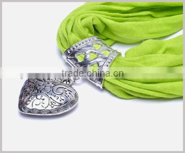 Engraved Heart Pendant Jewelry Scarf