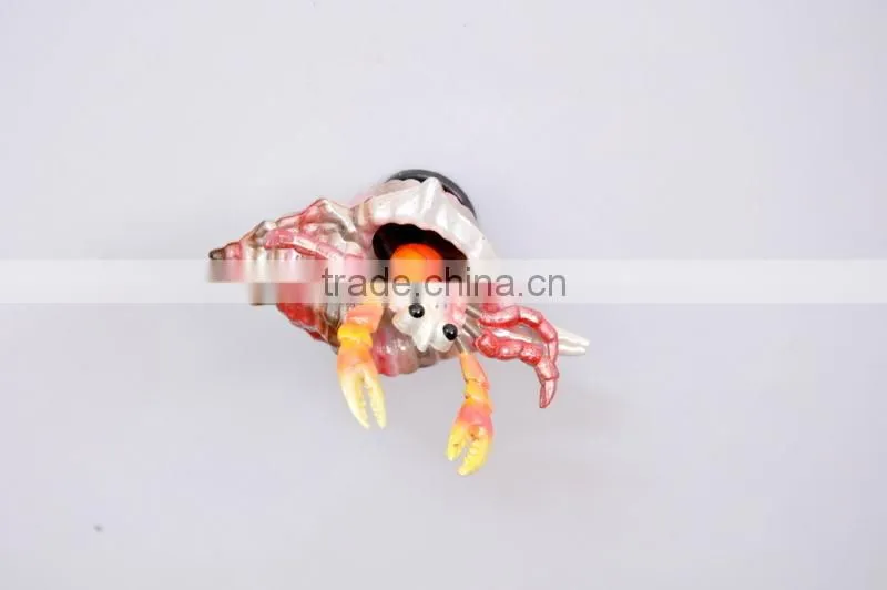 Handmade Delicate 4 inch Pearl Powder Plastic Lobster in Carved Conch Shell Fridge Magnet, Fake Seafood Figures