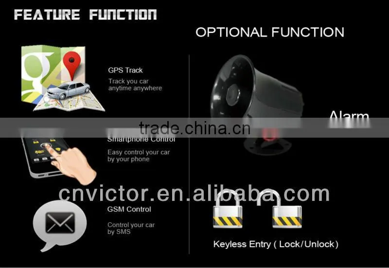 Smartphone Control GPS GSM Car Alarm with Engine Start Module VT-368 Plus